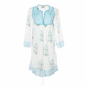 NWOT NEW SZ Blockprints Jaipur Dress Cornflower Blue Sand Lily Print Sz S Cotton